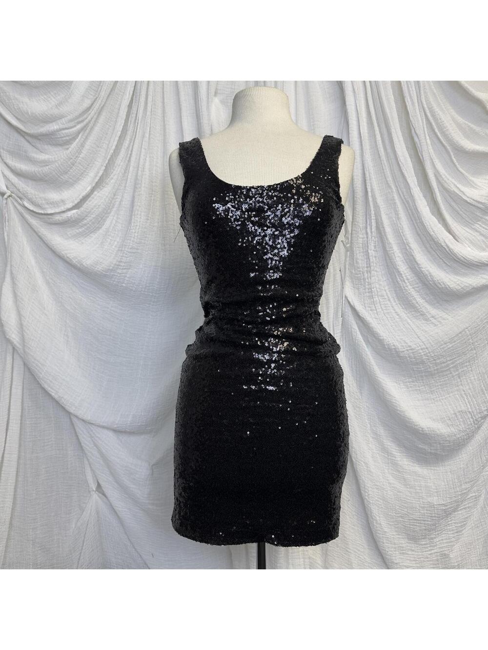 Y2K Black Sequin Bodycon Mini Dress
